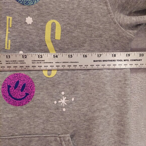 Hoodie womens M good vibrations colorful retro upbeat happy face sun boho hippie - Picture 6 of 16